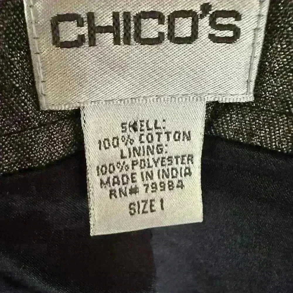Chico’s Jacket- Fully lined ruffled detailed and sequin beading all thru -SZ 1 - Picture 7 of 7